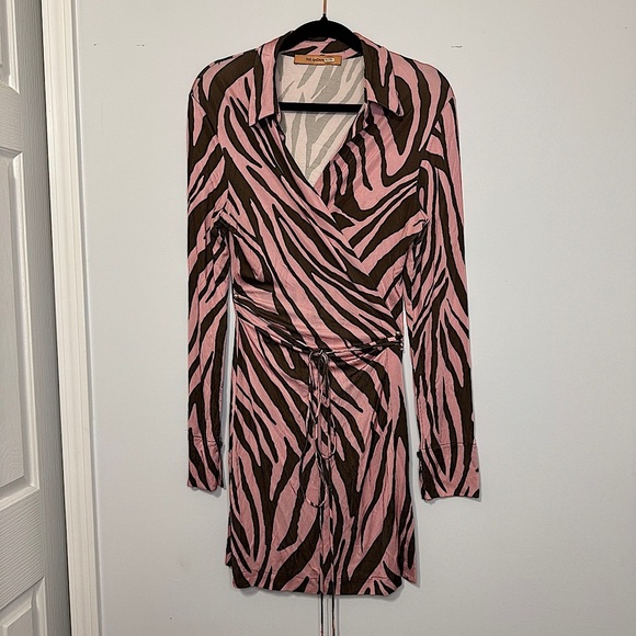 Andamane Dresses & Skirts - Andamane Jane Mini Wrap Dress Zebra Print Pink Brown (Size 42/US 6)